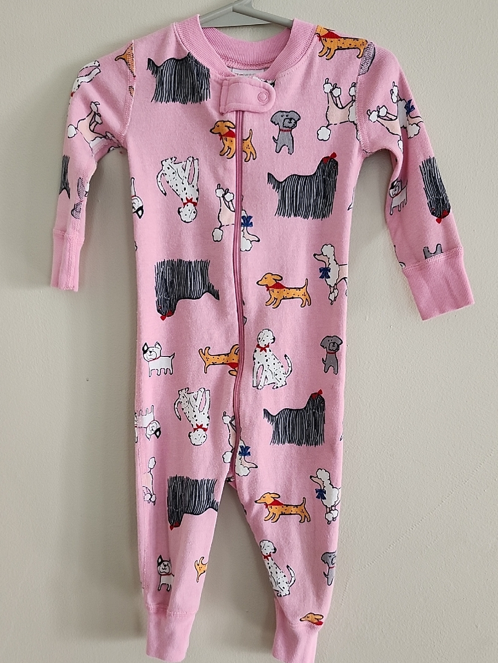 Hanna Andersson Pink Dog-Print One-Piece Romper Pajamas , 12-18M - Picture 8 of 9